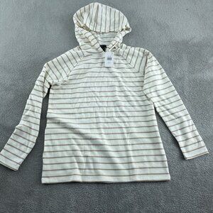 Max & Mia Toast Stripe Waffle-Knit Hooded Long Sleeve Top Medium NWT 4059